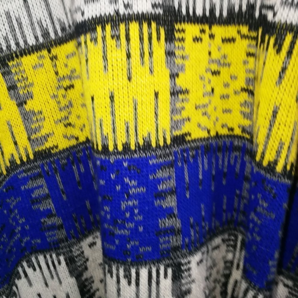 𝅺VINTAGE Y2K Primary Multicolored Stripes Knitted Crewneck Sweater Size XL - Picture 7 of 13